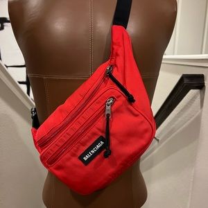 Balenciaga Red Explorer Canvas Medium Belt Bags